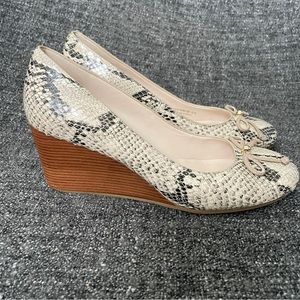 Cole Haan Elsie Grand OS Bow Wedge in Roccia Snake Print Leather Women’s 8.5